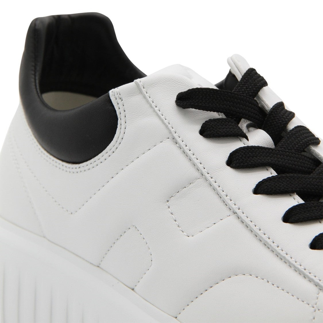 Hogan White And Black Leather Sneakers