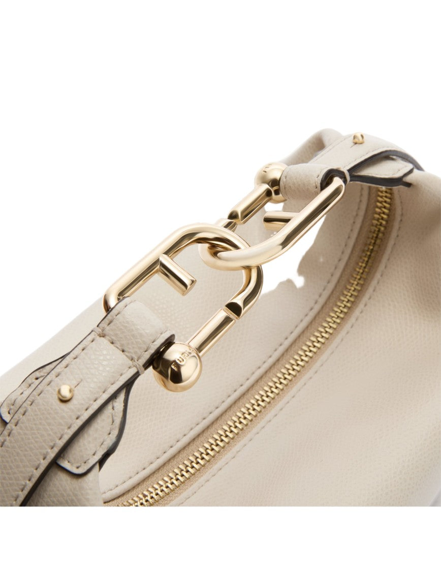 Furla Tonie Mini Hobo Bag In Sand Leather