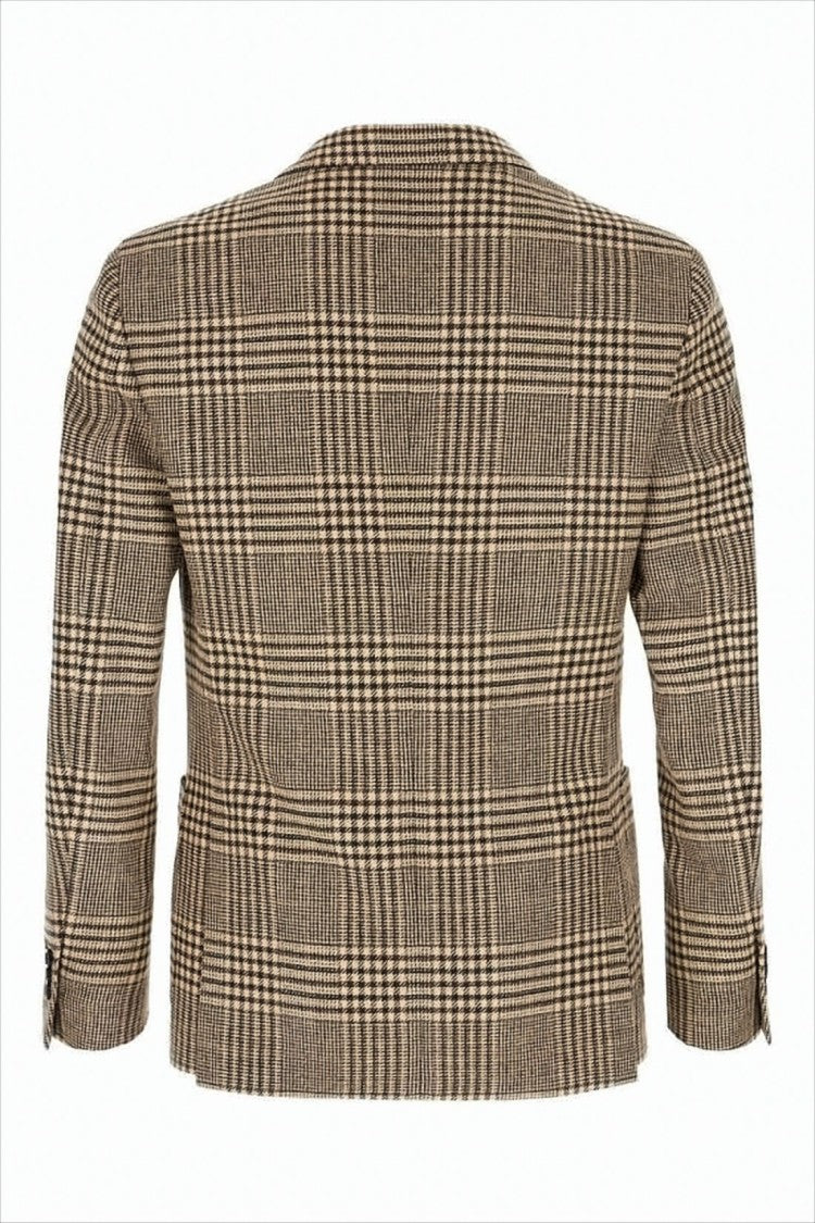 Lardini Tailored Plaid Blazer With Single-Button Closure