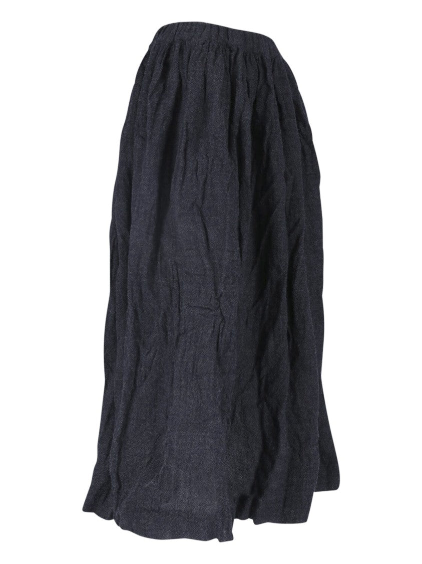 Daniela Gregis Grey Wool Elastic Waist Midi Skirt