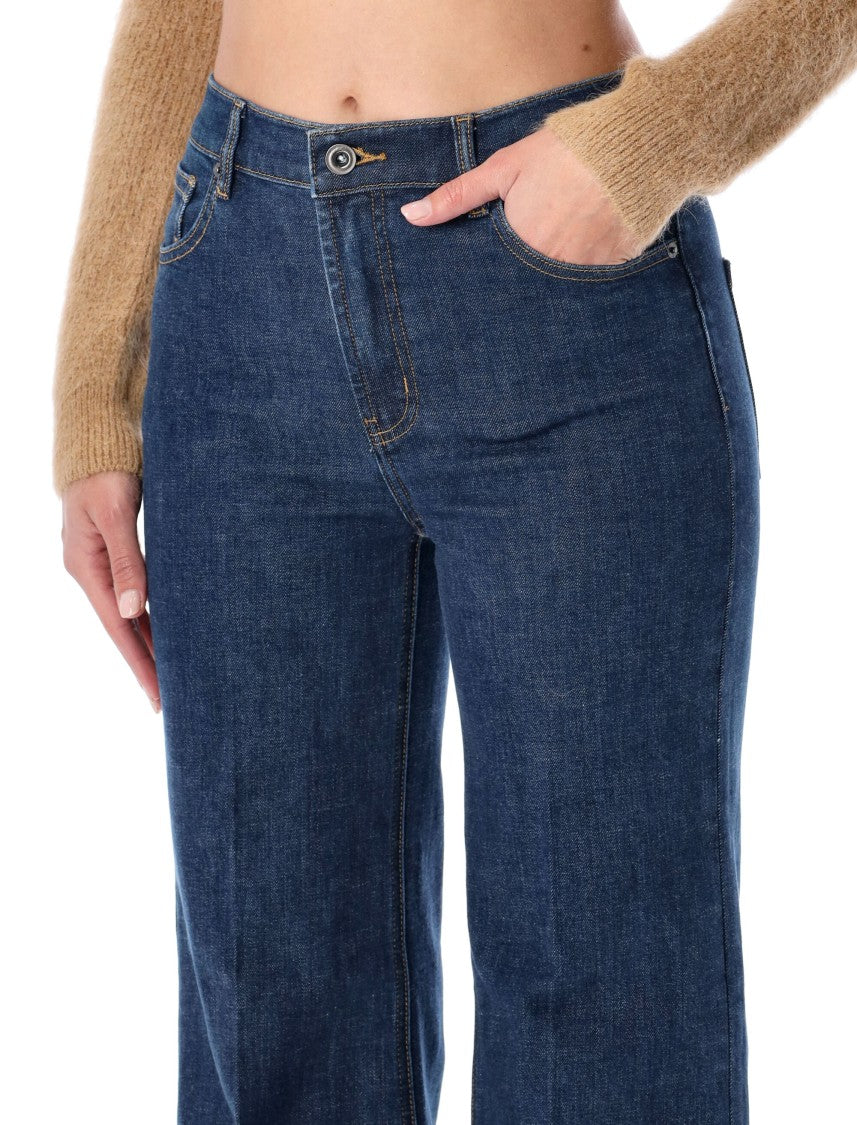 Self-Portrait High-Waisted Blue Fared Jeans