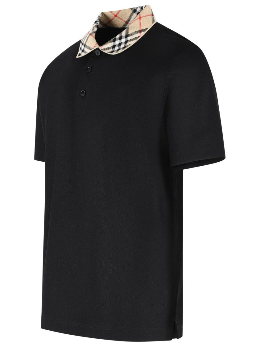 Burberry 'Evan' Black Cotton Polo Shirt