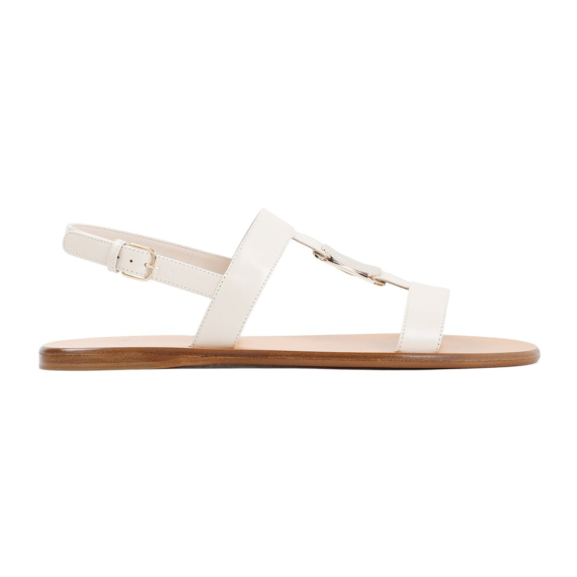 Salvatore Ferragamo White Mascarpone Lamb Leather Vida Sandals