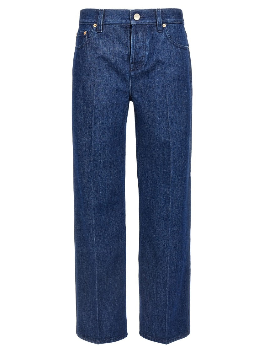 Gucci Straight-Leg Denim Jeans With Front Stretched Pleat