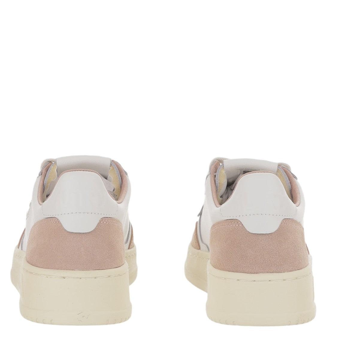 Autry Round Toe Leather Sneakers With Suede Inserts And Signature Logo