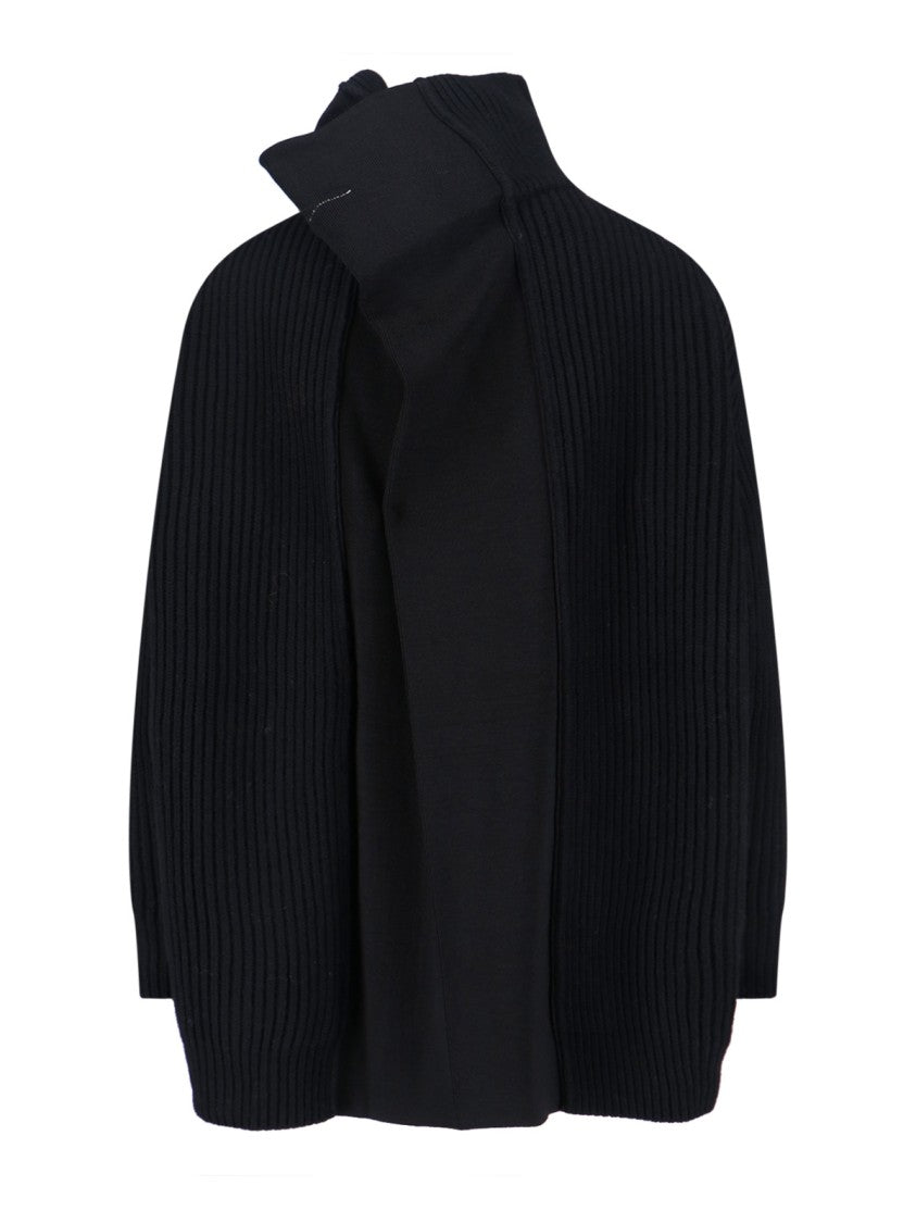 Mm6 By Maison Margiela Zip Wool Sweater – Black