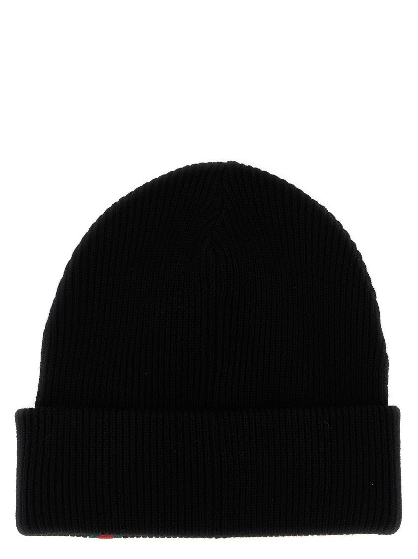 Gucci Ribbed Wool Beanie With Distinctive Web Detail