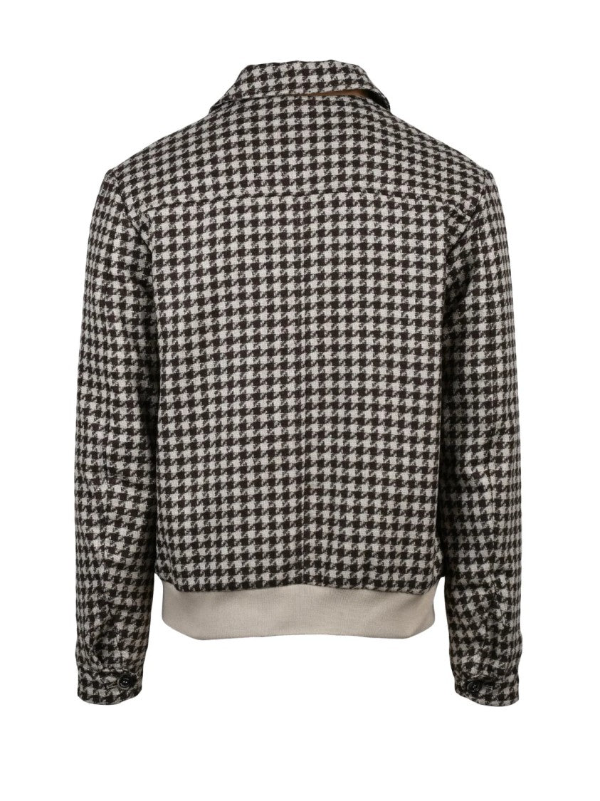 Luigi Borrelli Napoli Beige-Brown Wool-Blend Aviator Jacket