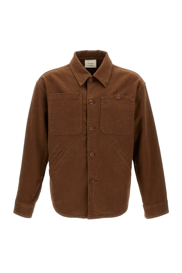 Tela Genova Brown Button-Down Shirt With Tailored Fit