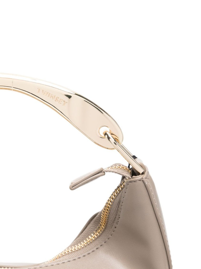 Twin-Set Structured Dove Grey Handbag With Minimalist Design