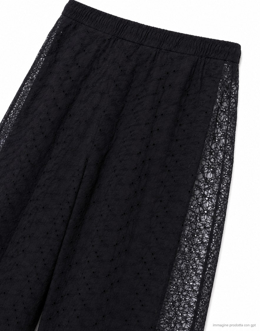 Forte Forte Black Flared Broderie Anglaise Cotton Trousers