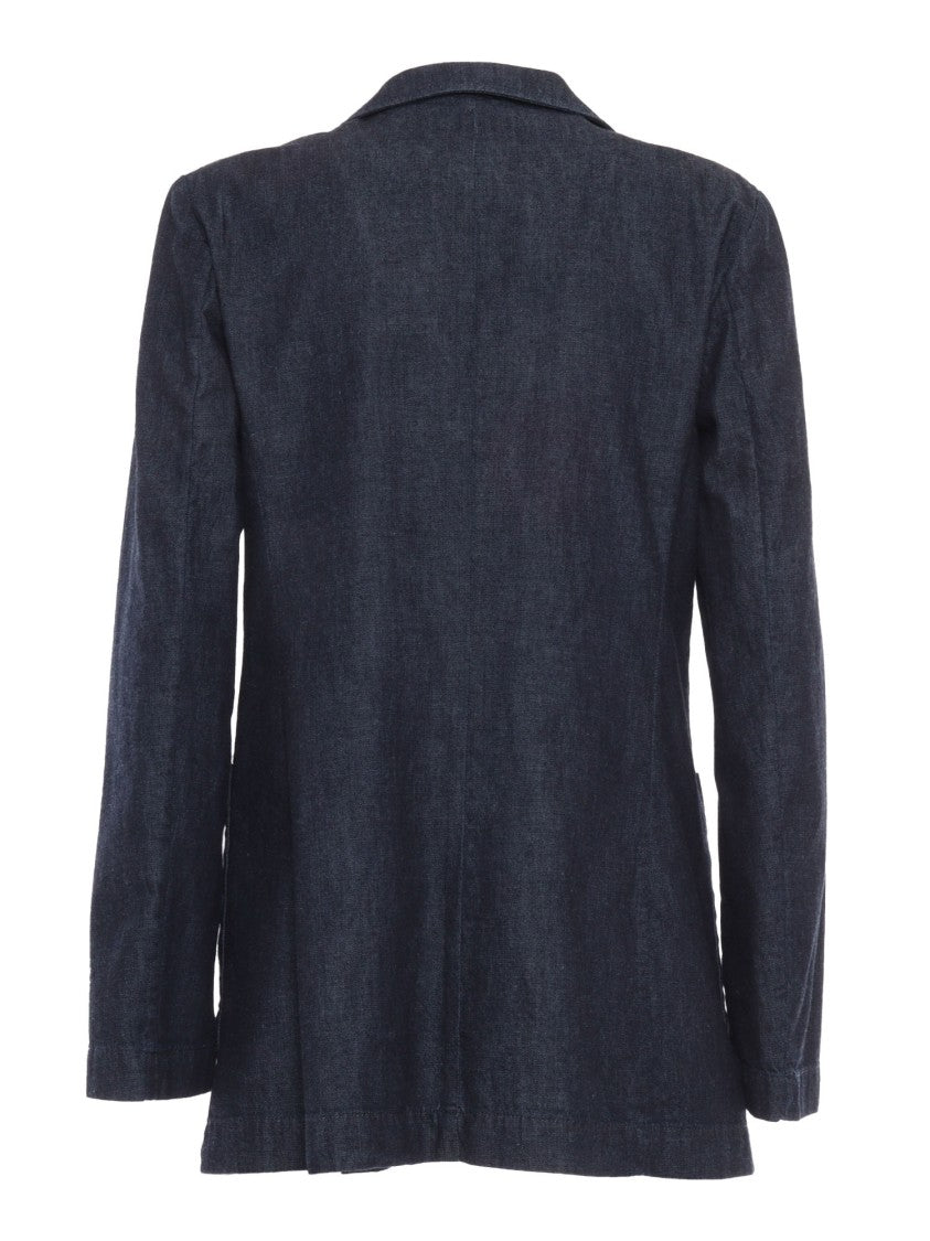 Aspesi Tailored Blue Jacket With Classic Lapel