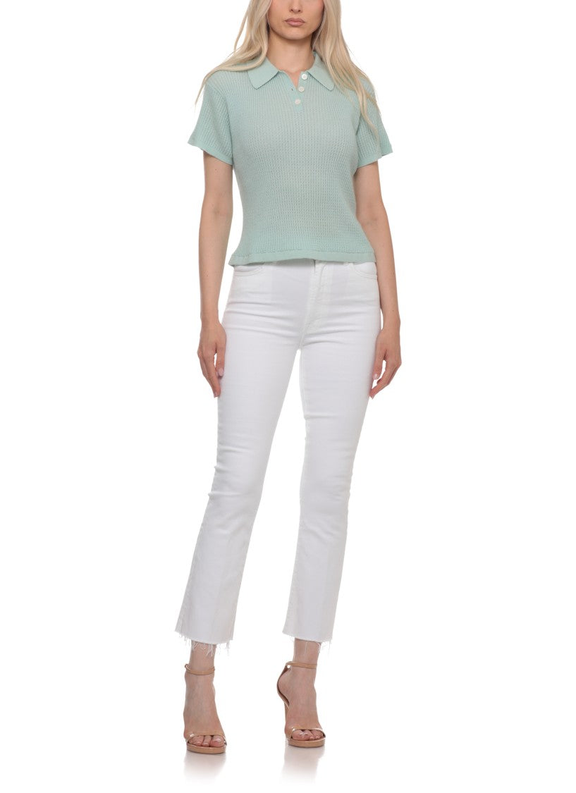 Mother White Fringed Frayed Cotton Jeans