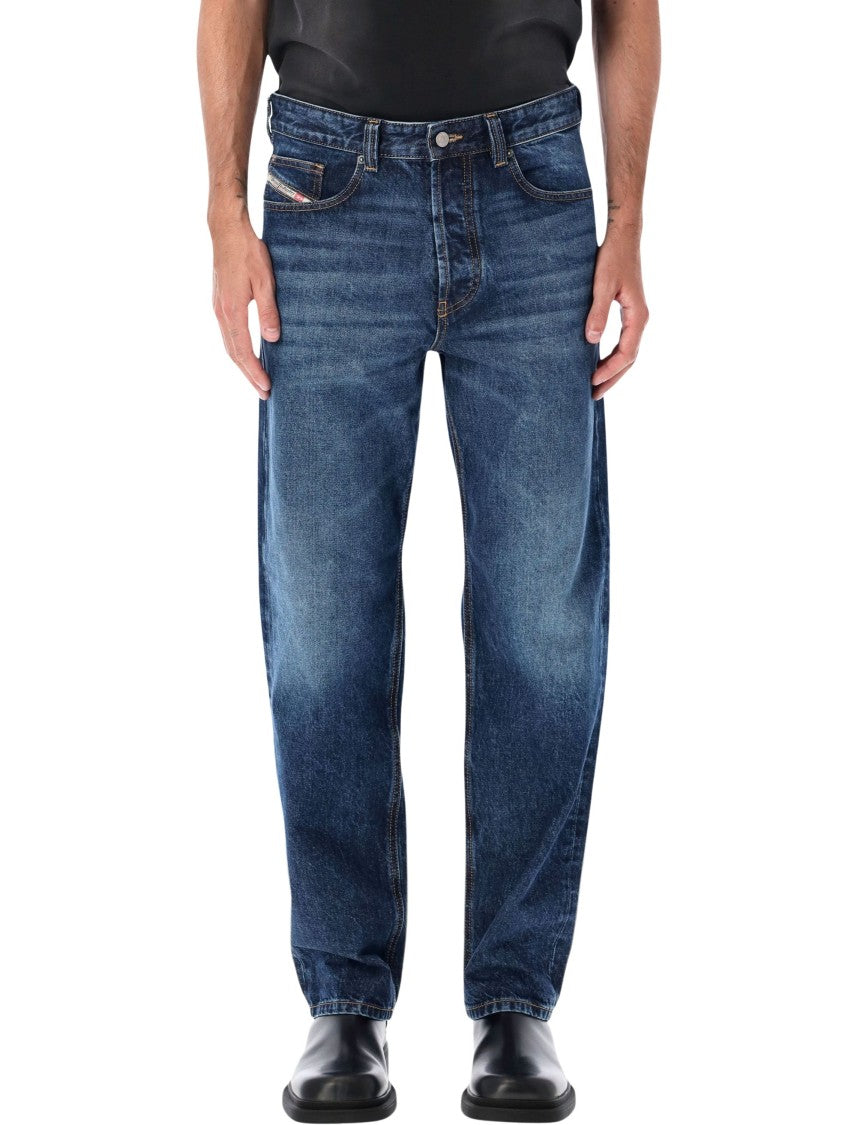 Diesel Mid-Blue Faded Straight-Leg Jeans