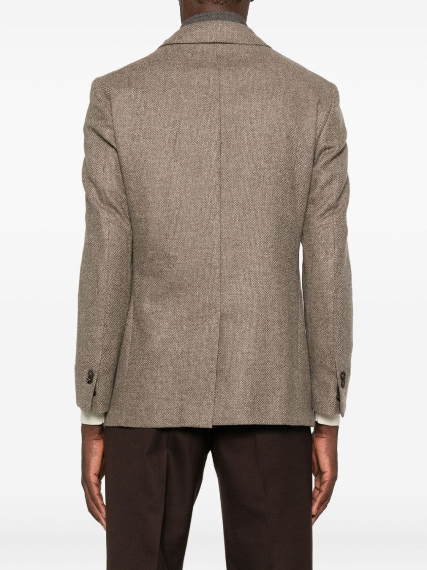 Corneliani Tailored Three-Button Jacket In Textured Wool-Cashmere Blend