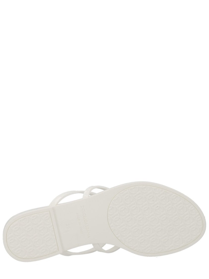 Dolce & Gabbana Gold Logo Tpu Thong Sandals