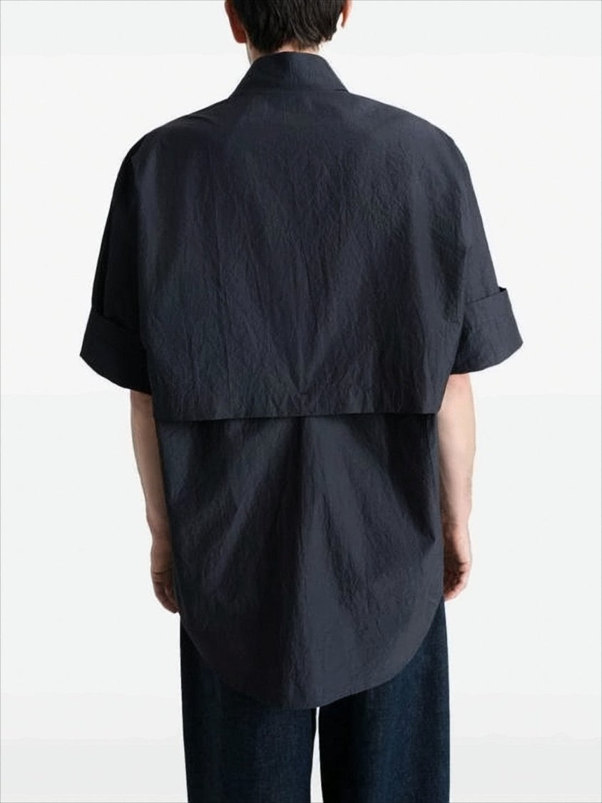 Lemaire Boxy Black Button-Down Shirt With Flap Pockets