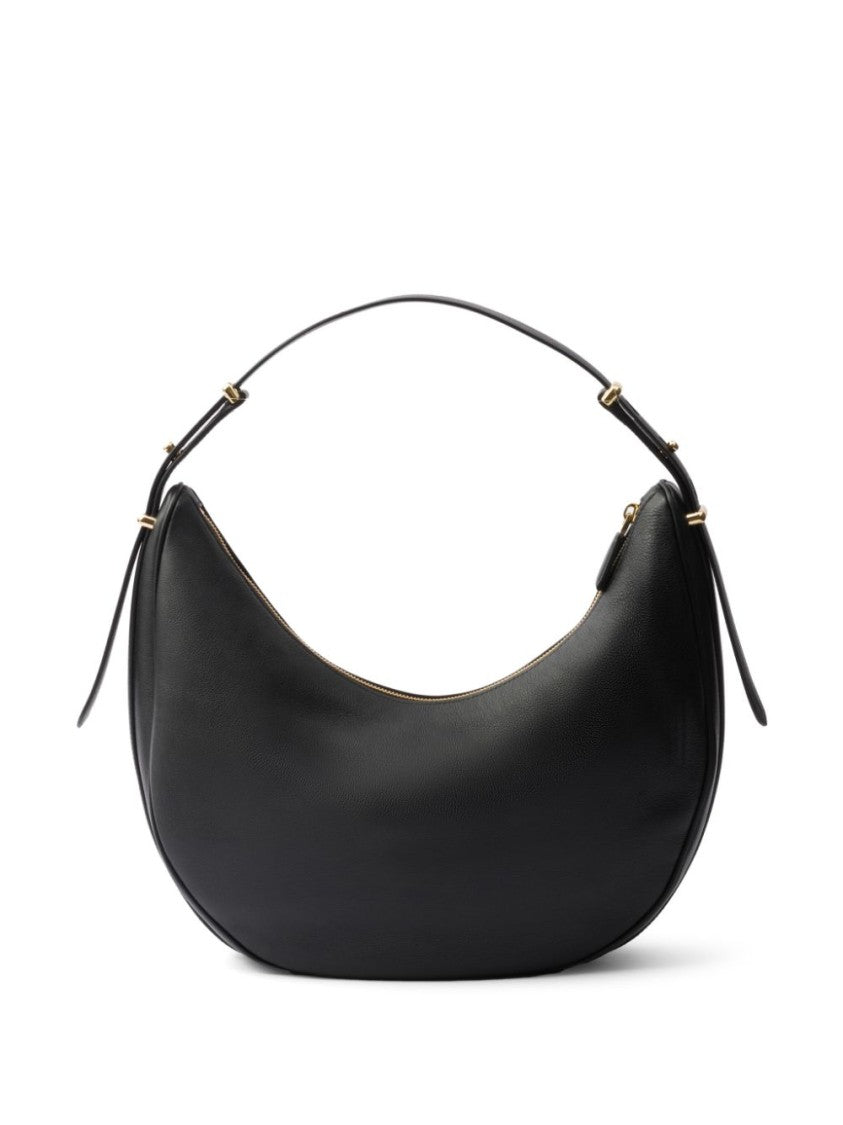 Prada Large Logo-Plaque Leather Shoulder Bag