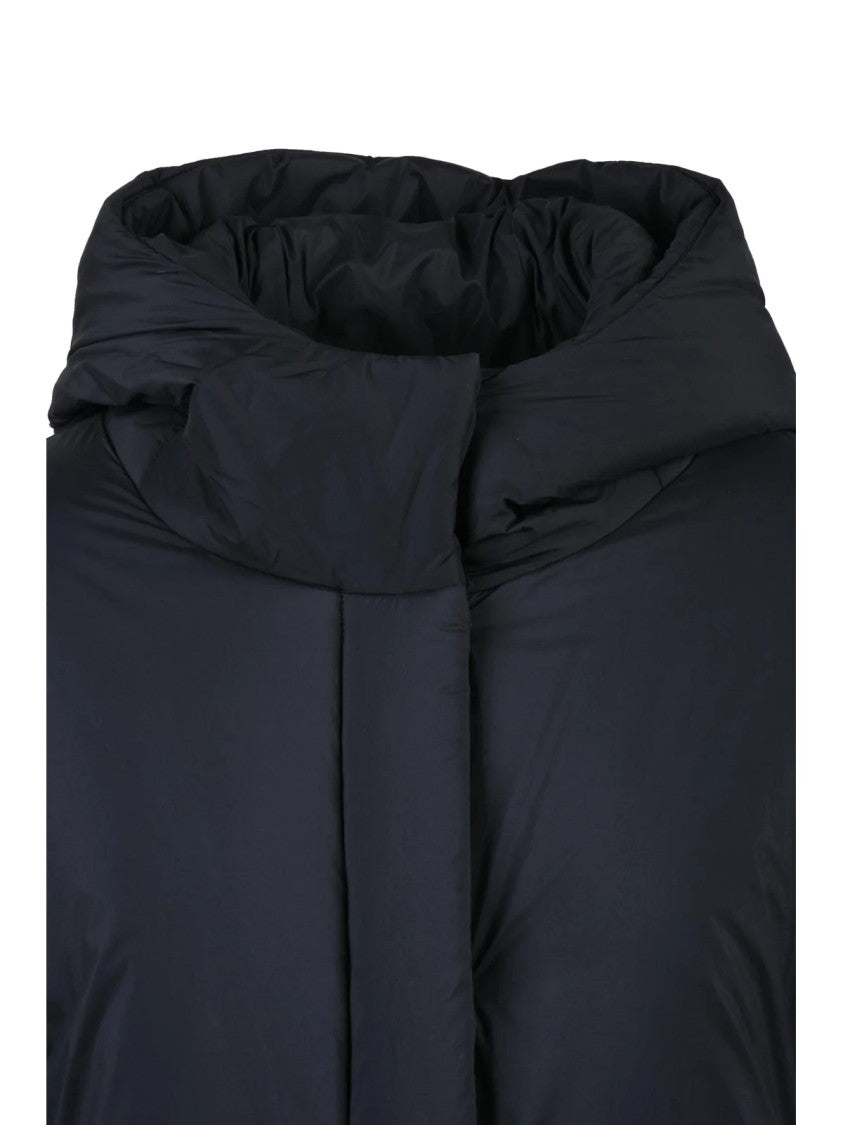 Herno Black Minimalist High Collar Polyamide Down Jacket