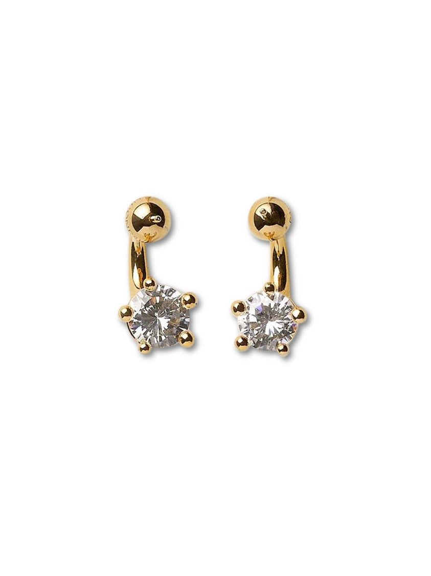 Panconesi Curved 18K Gold Plated Brass Zircon Earrings