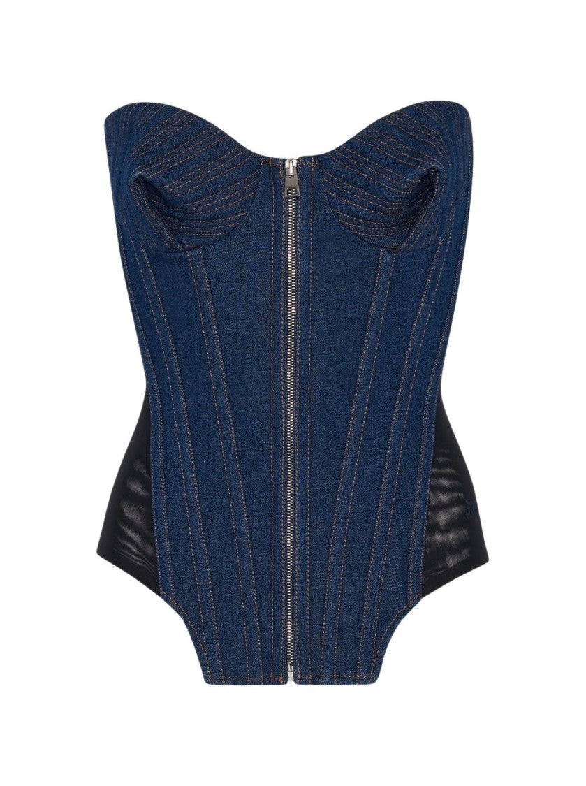 Jean Paul Gaultier Denim Corset Indigo And Black