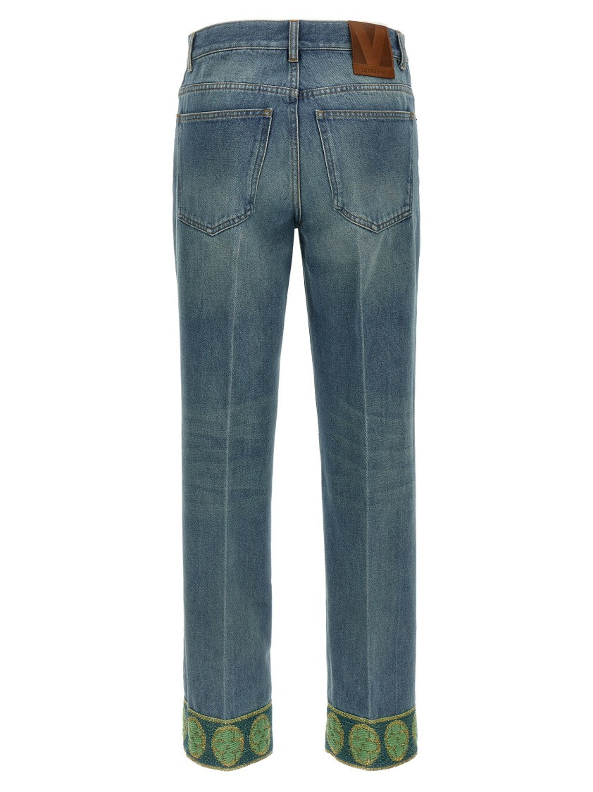Valentino Garavani Delavé Denim Jeans With Jacquard Application