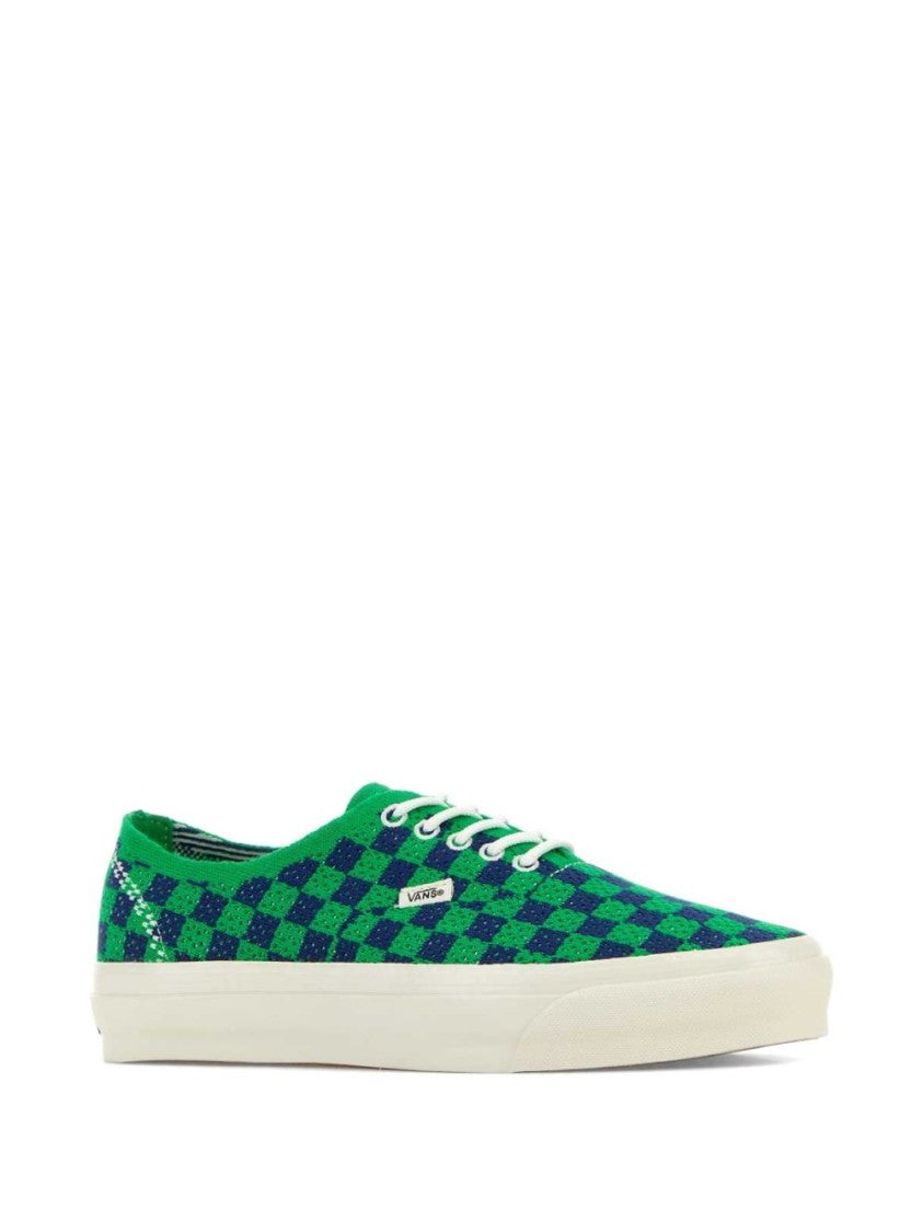 Vans Low-Top Sneakers With Green And Dark Blue Checkered Pattern And Embroidered Detailing