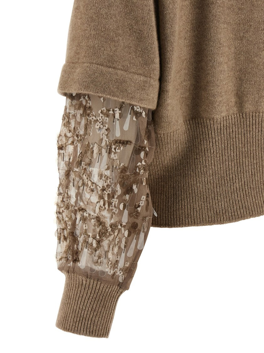 Brunello Cucinelli Sequin Sleeve Cardigan
