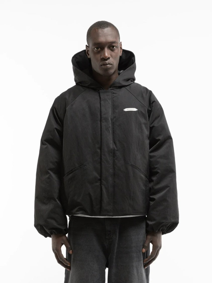 Reternity Black Boxy Oversized Puffer Nylon Down Jacket