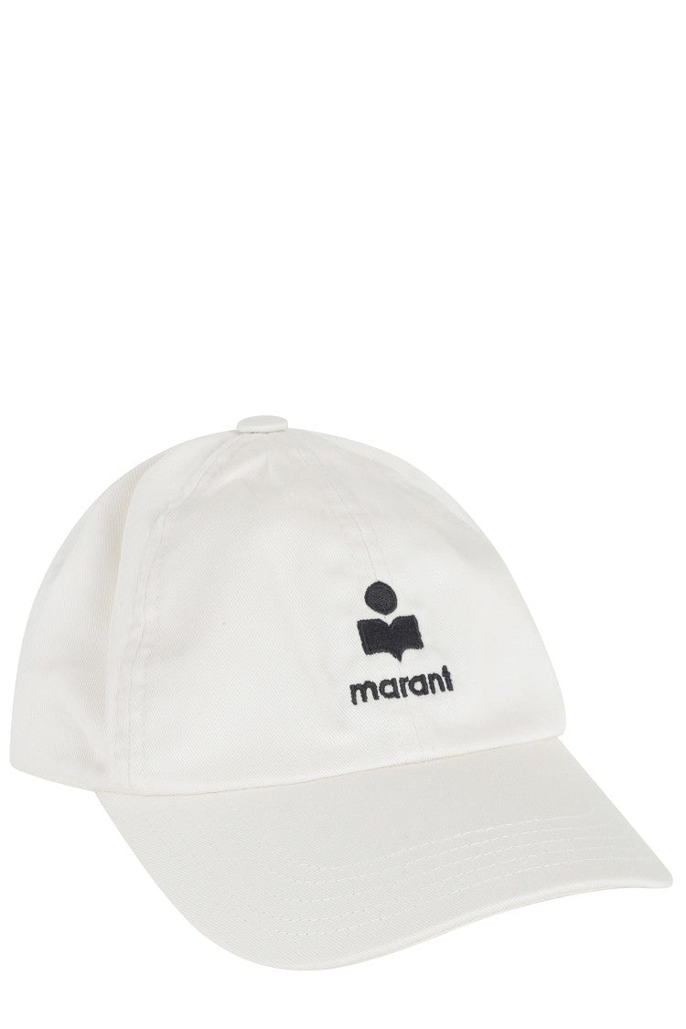 Isabel Marant Ecru Tomas Gz Curved Visor Logo Cotton Hat