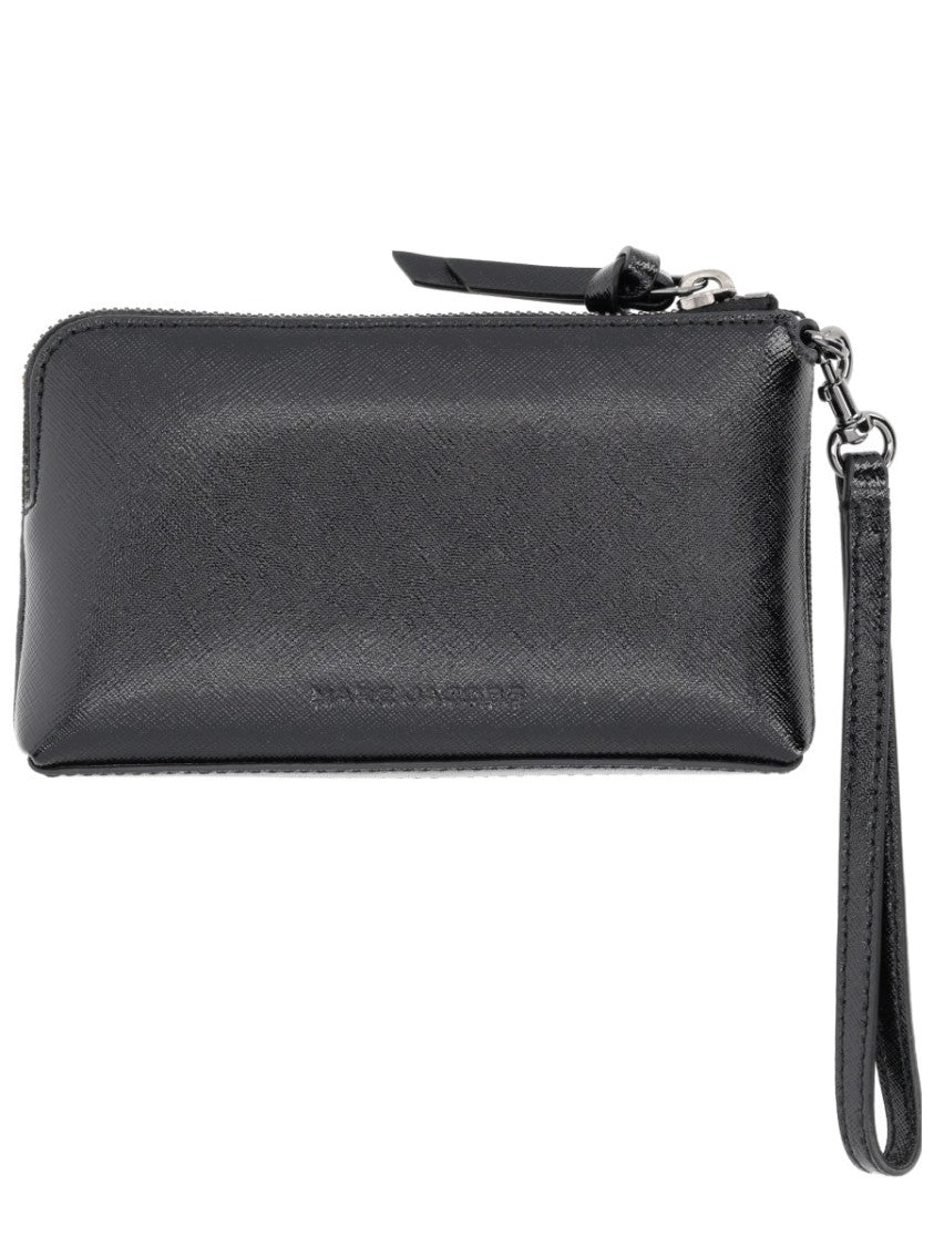 Marc Jacobs Beige Crosshatch Leather Zip Around Wristlet