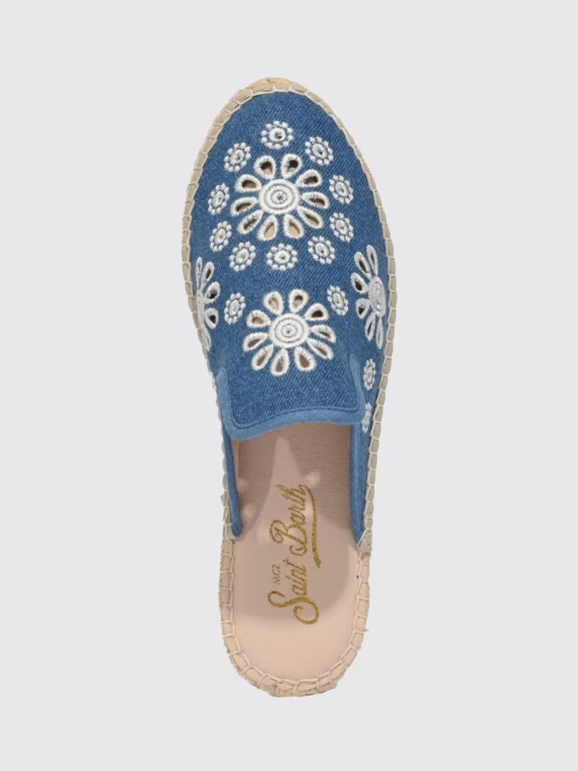 Mc2 Saint Barth Cotton Sangallo Slip-On Espadrillas With Braided Jute Detailing