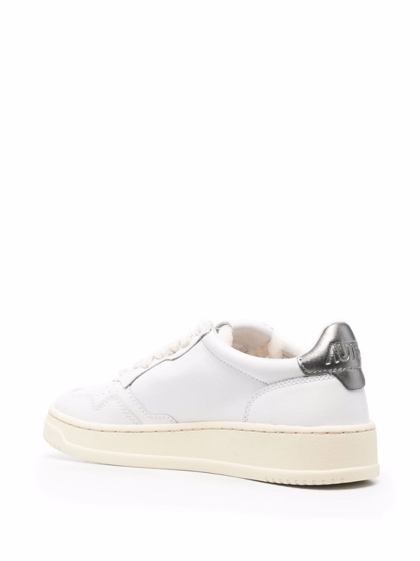 Autry Round Toe Perforated White Leather Sneakers