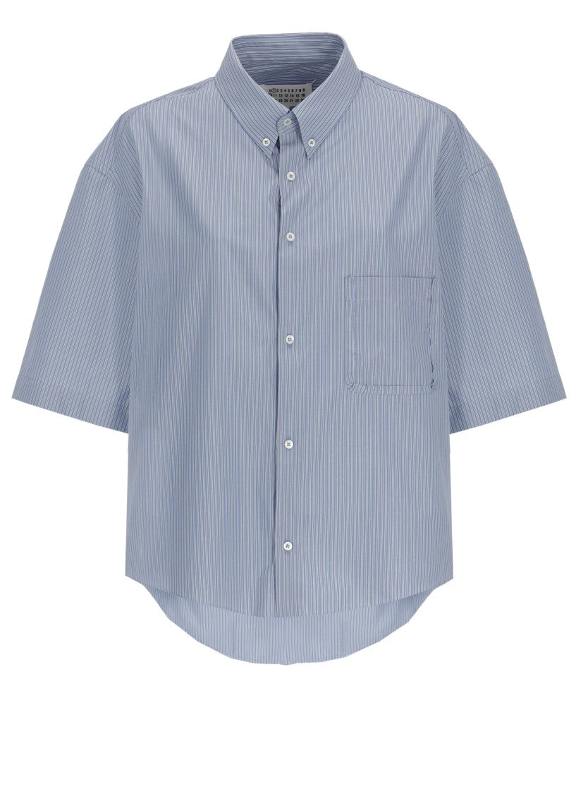 Maison Margiela Striped Short Sleeve Cotton Shirt