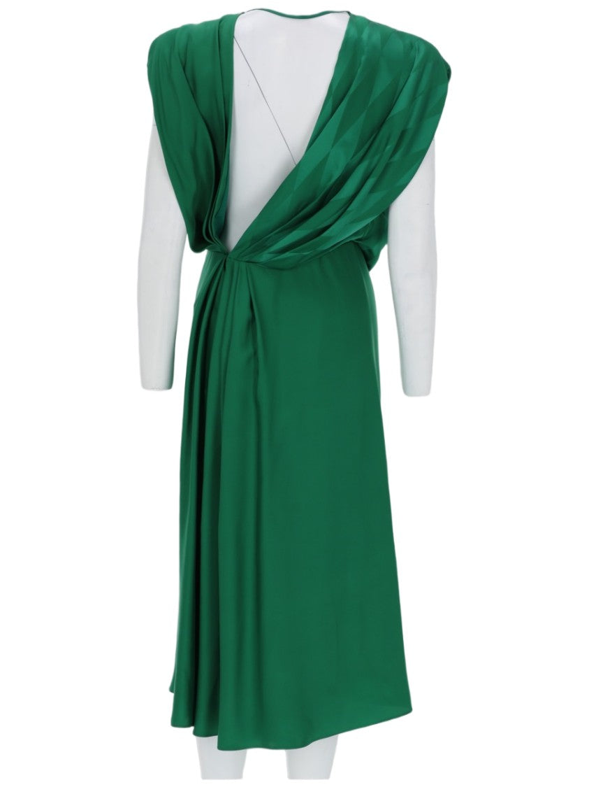 Versace Draped Twisted Knot Silk-Blend Midi Dress