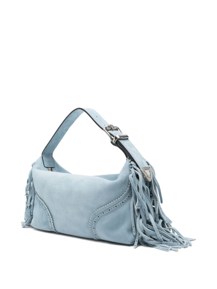 Ermanno Scervino Structured Shoulder Bag In Soft Lamb Leather With Decorative Fringes