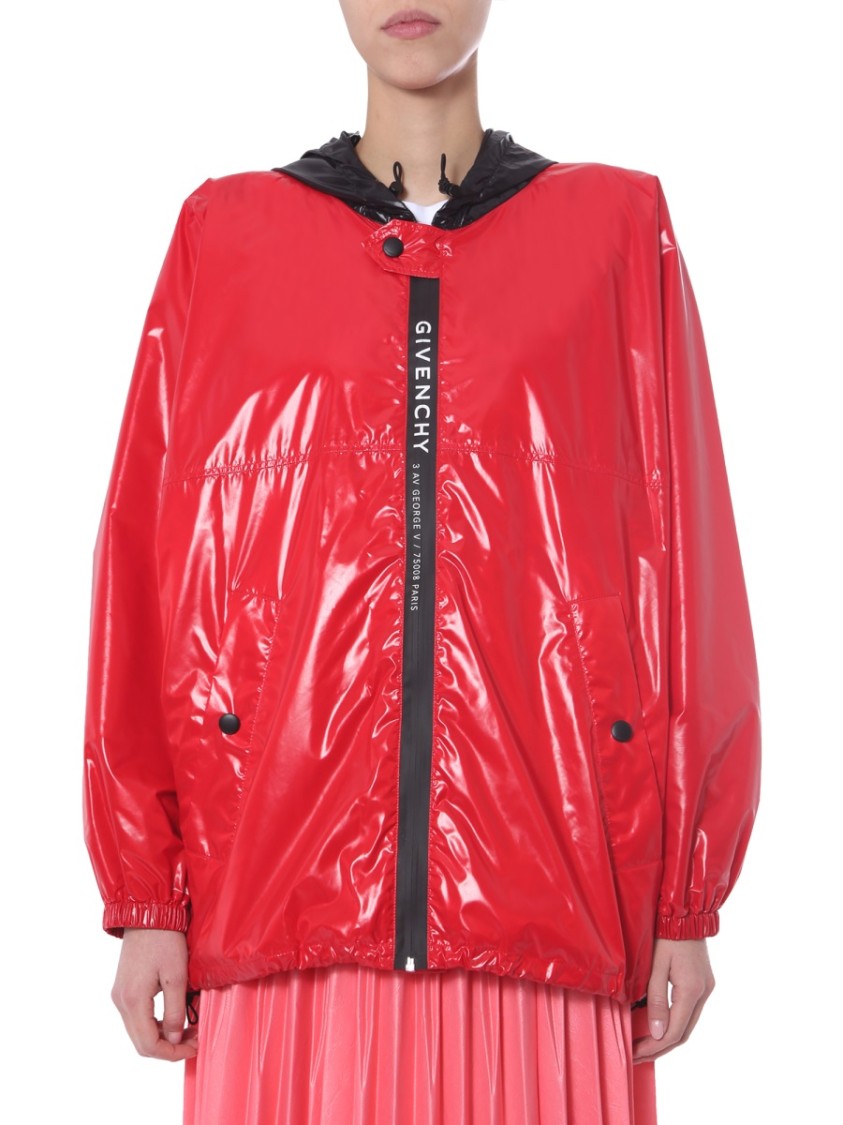 Givenchy Glossy Red Hooded Wind Jacket