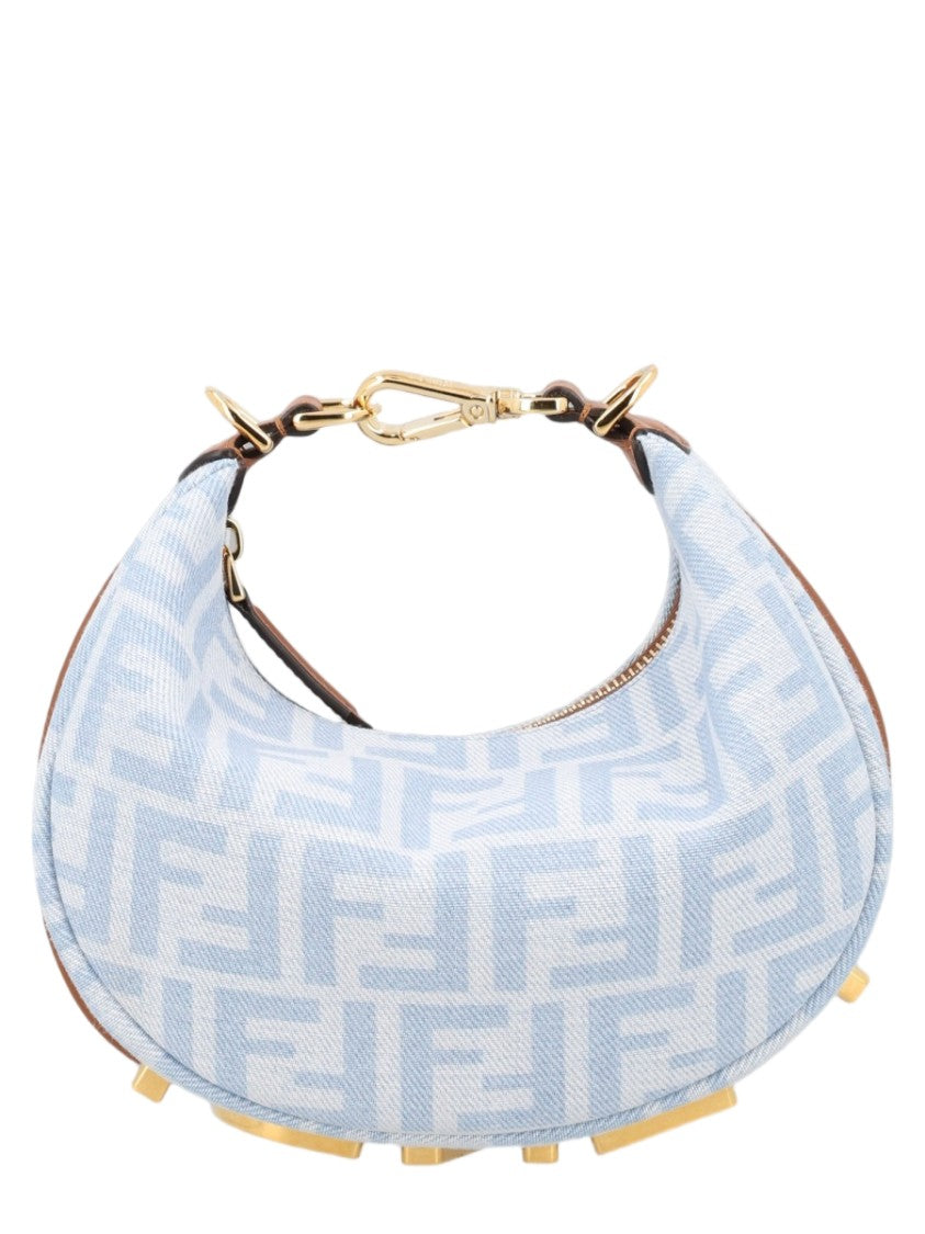 Fendi Mini Crescent-Shaped Jacquard Shoulder Bag
