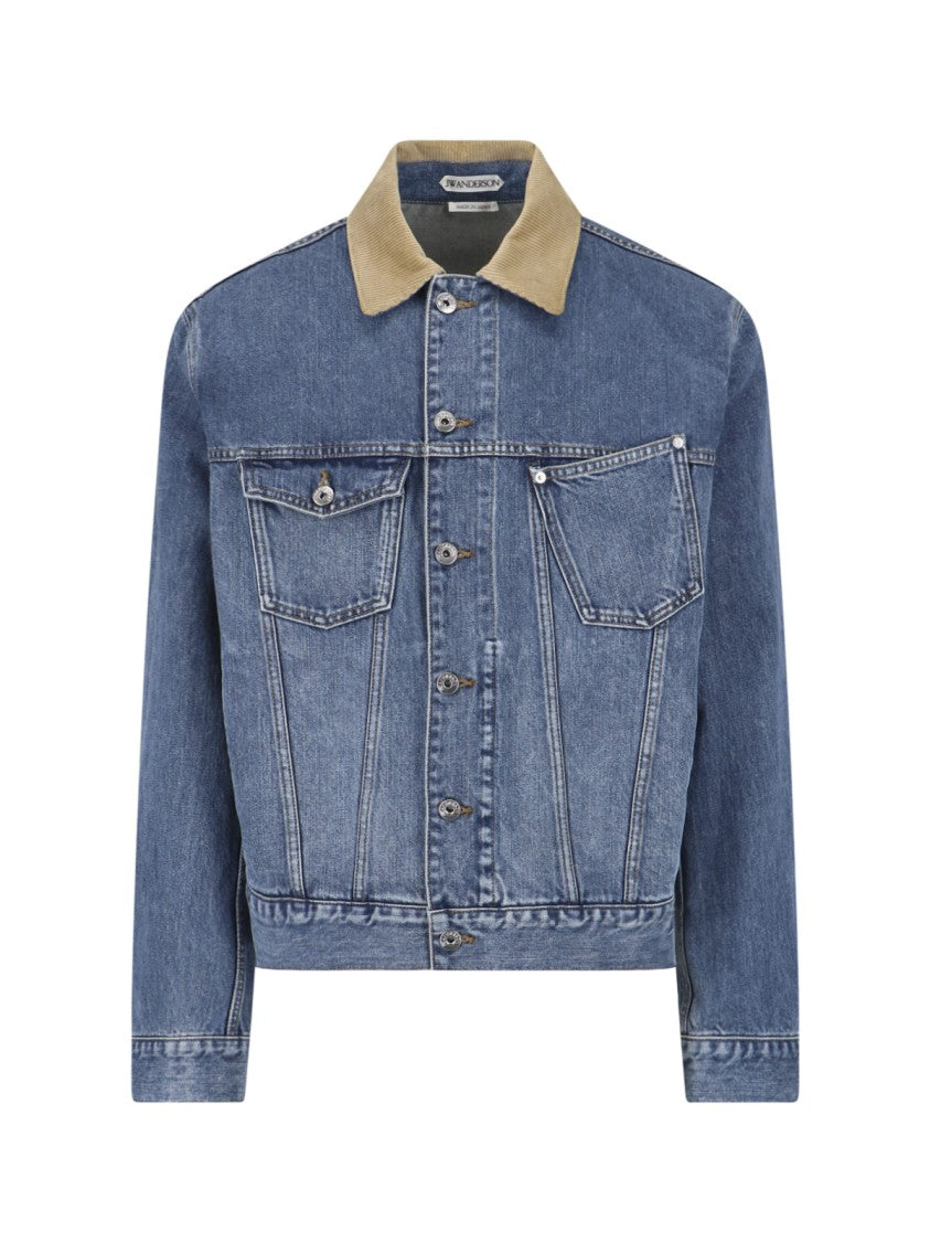 J. W. Anderson Blue Contrast Corduroy Collar Denim Jacket