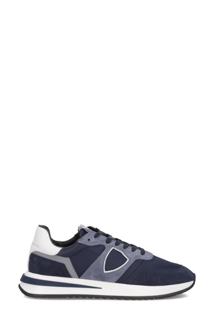 Philippe Model Navy Contrast Suede Triangle Patch Goat Leather Sneakers