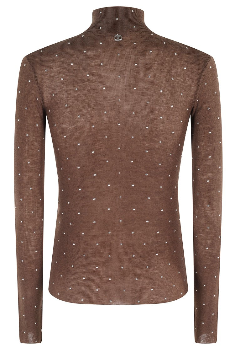 Rabanne High-Neck Wool Sweater With Strass Embellishments