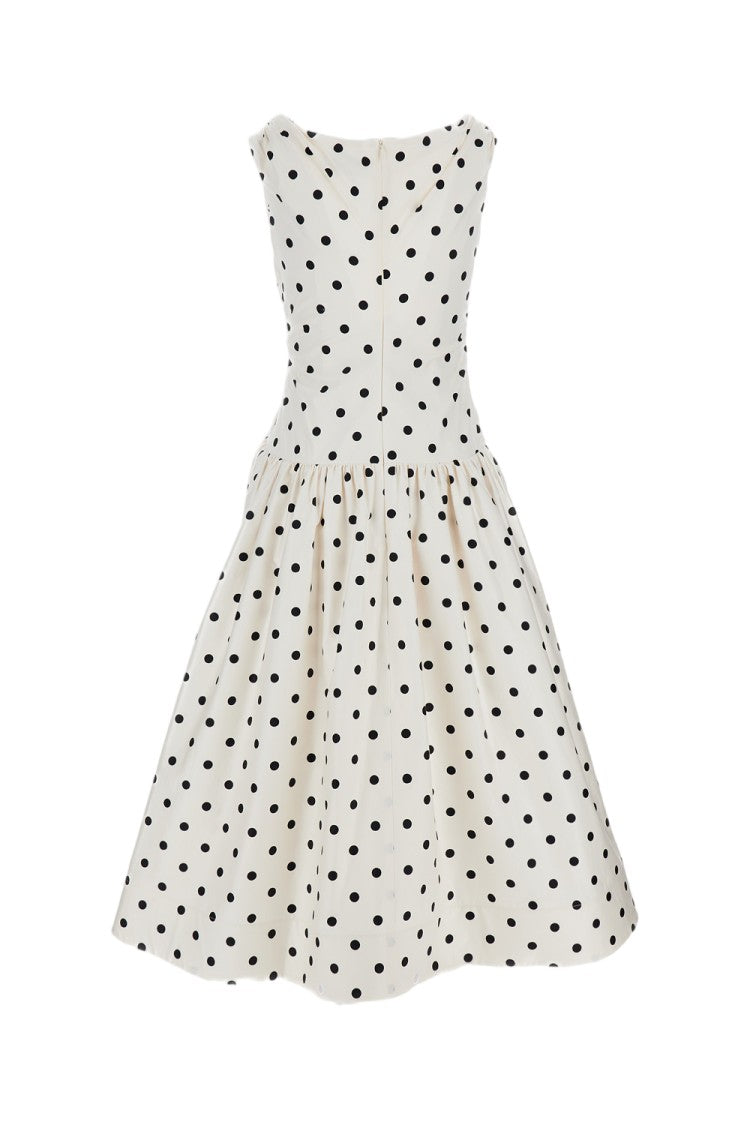 Self-Portrait Cream Polka Dot Cotton Midi Dress