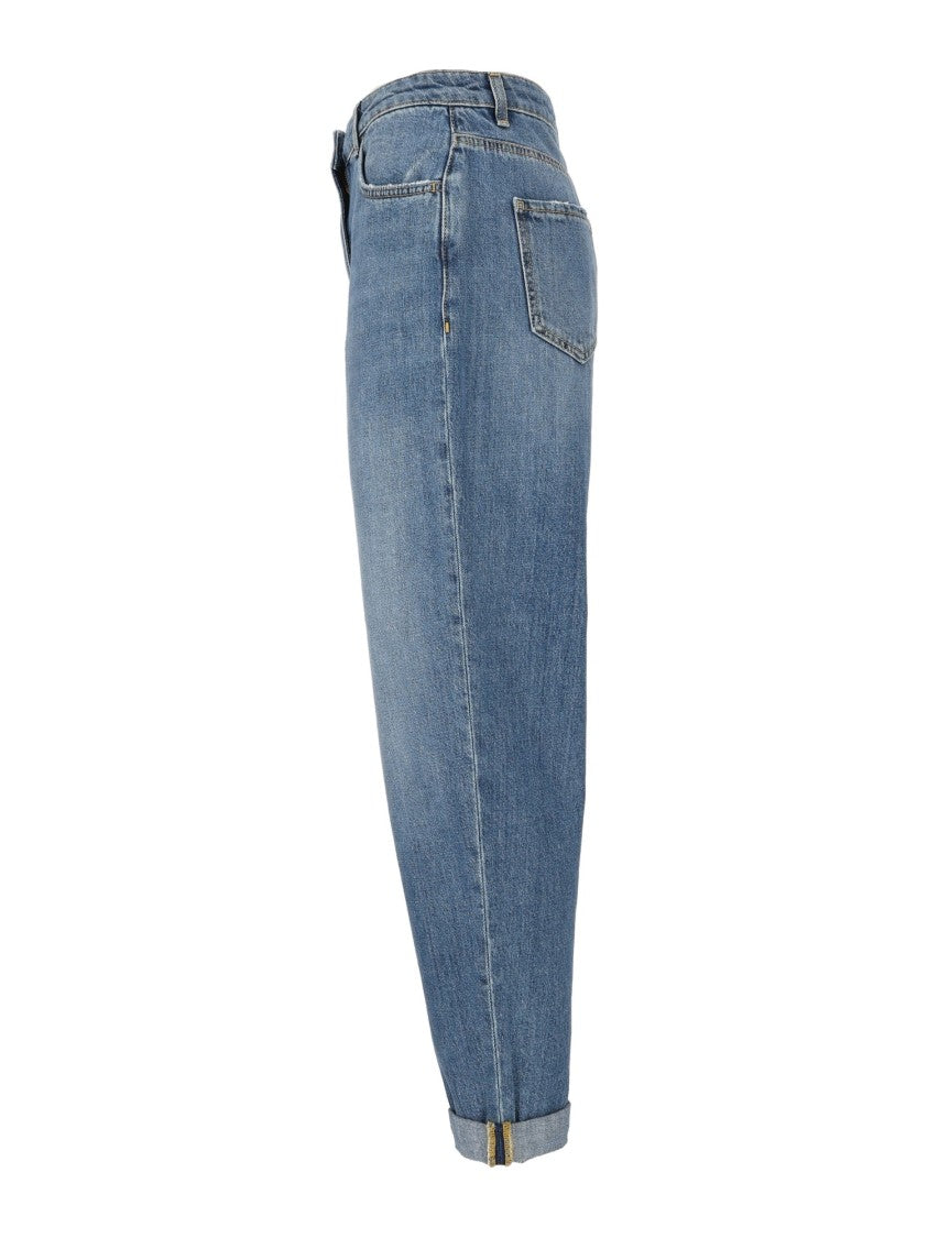 Elisabetta Franchi Relaxed Fit Denim Jeans With Tapered Leg