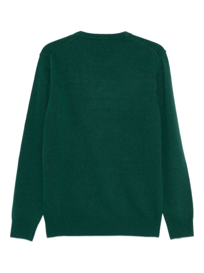 Mc2 Saint Barth Green Wool-Cashmere Sweatshirt With Playful Graphic