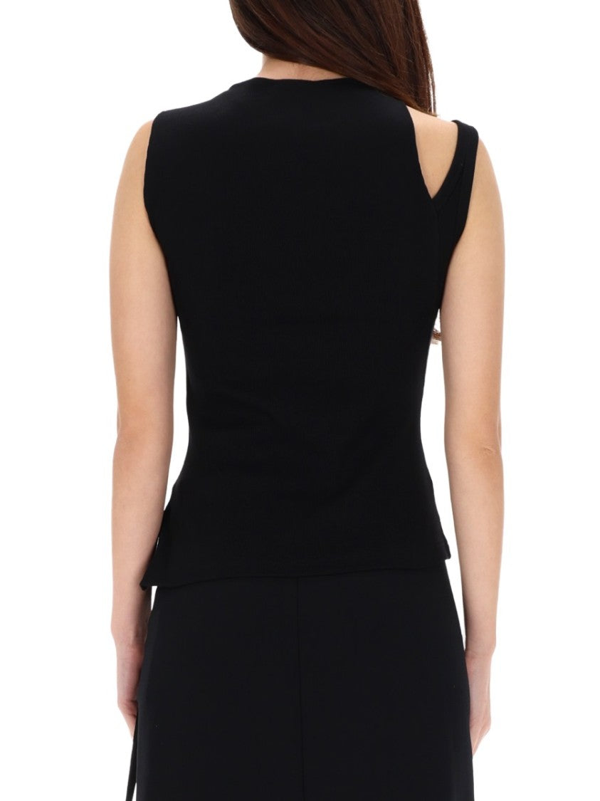 Courrèges Black Asymmetrical Cut-Out Top