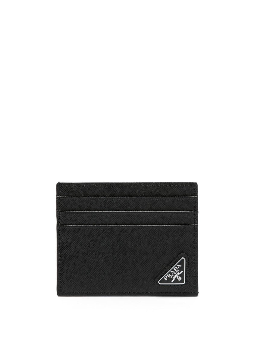 Prada Saffiano Leather Triangle Logo Card Holder