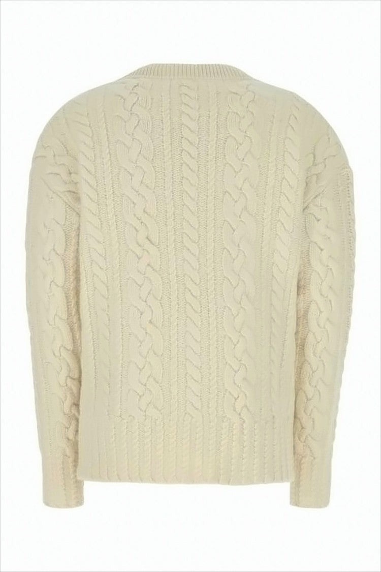 Ami Cropped Cable Knit Cardigan With Button Front Detailing