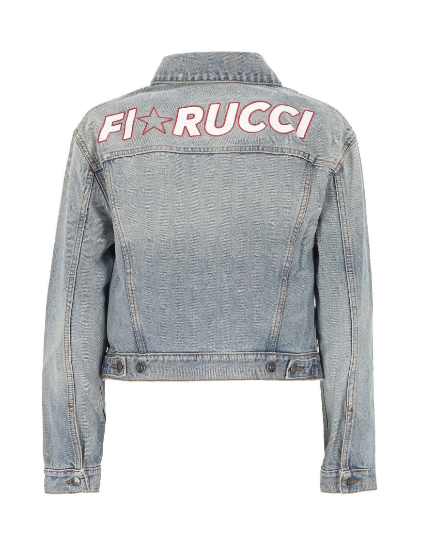 Fiorucci Cropped Denim Jacket With Iconic Logo And Flap Pockets