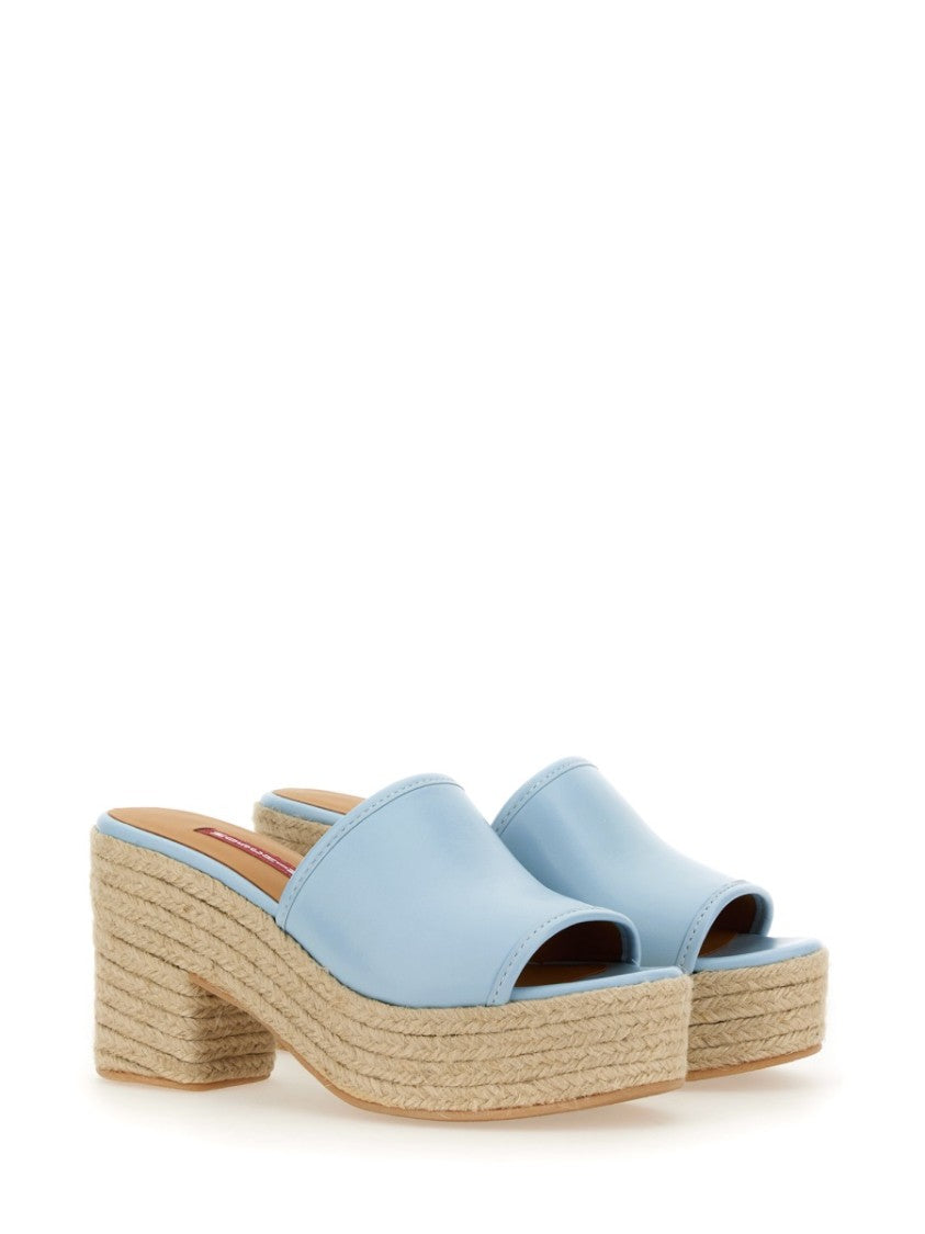 Moschino Denim-Inspired Slide Sandals With Espadrille-Style Sole