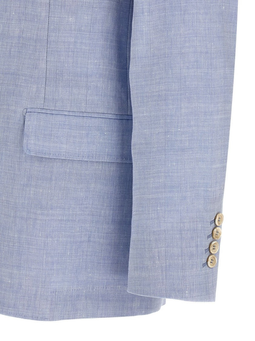 Brunello Cucinelli Linen And Wool Chevron Blazer